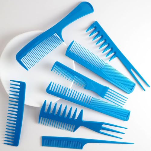 Set de 8 Peines para Estilismo Profesional Azul miniatura 1