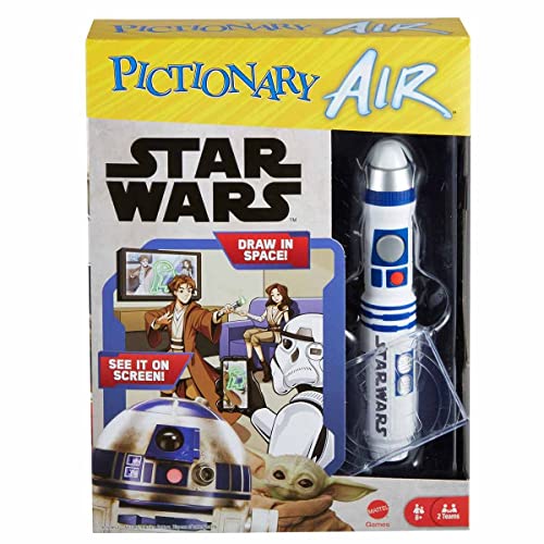 Pictionary Air Star Wars Family Drawing Game for Kids and Adults with R2-D2 Lightpen and Two Levels of Clues, HHM48