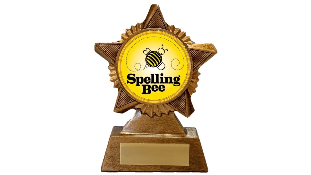 Spelling Bee Trophy Award Premier Star Antique Gold 120mm Heavy Resin Free Engraving -troshow1-A