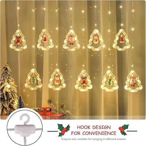 Image of Quace Christmas Tree Curtain Lights Decoration LED Lights Indoor Christmas Fairy Lights for Window Bedroom Decorations, Xmas String Lights for Tree Home Garden Decorations