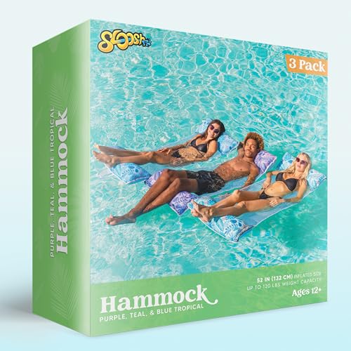 Sloosh 3 Pack Inflatable Pool Float Hammock, Water Lounges, Multi-Purpose Swimming Pool Accessories (Saddle, Lounge Chair, Hammock, Drifter) for Pool, Lake, Outdoor, Beach (Cyan/Purple/Green) by Sloosh - Image 8