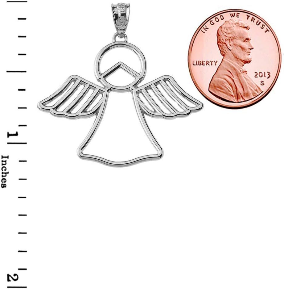 Exquisite Sterling Silver Openwork Angel Charm Pendant Necklace