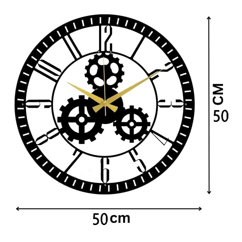 Image of Stylish Metal Analog Wall Clock for Living Room, Bedroom, Office, Kitchen, Home and Hall | Antique Fancy Big Size Modern Wall Watch for Home Decor (DA-169, 50CM)