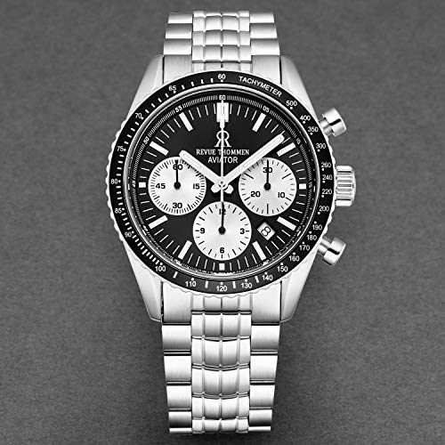 Men's 17000.6134 'Aviator' Black Dial Stainless Steel Chronograph Automatic Watch4