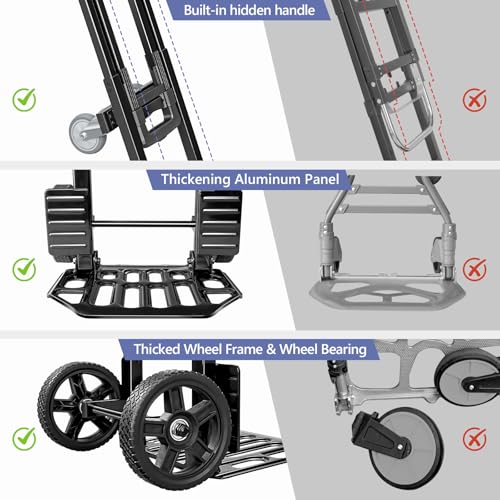 KEDSUM 3-in-1 Convertible Dolly Cart with Wheels, 600LBS Heavy Duty Hand Truck Dolly, Hand Truck with Adjustable Handle Angle & Expandable Base for Home,Warehouses,Dorm, 6-Wheel Design with Brakes by KEDSUM - Image 3