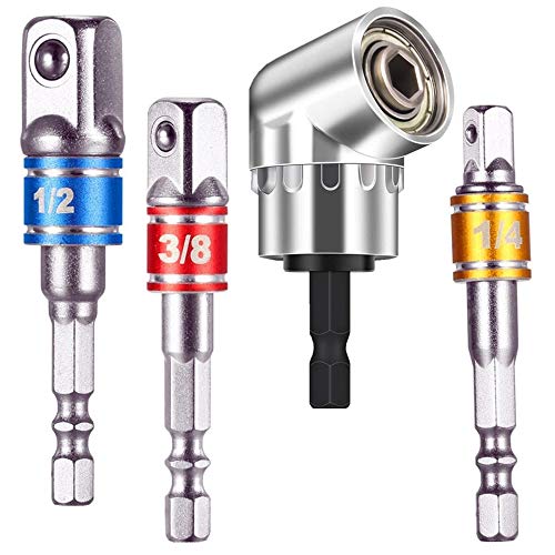 Power Hand Tools,Right Angle Drill+ Multi-Function Power Drill Adapterfor Universal Socket,for Screwdriver Bits, Drive Socket Adapter by Electric Drill, Impact Grade Extension Drill Bits