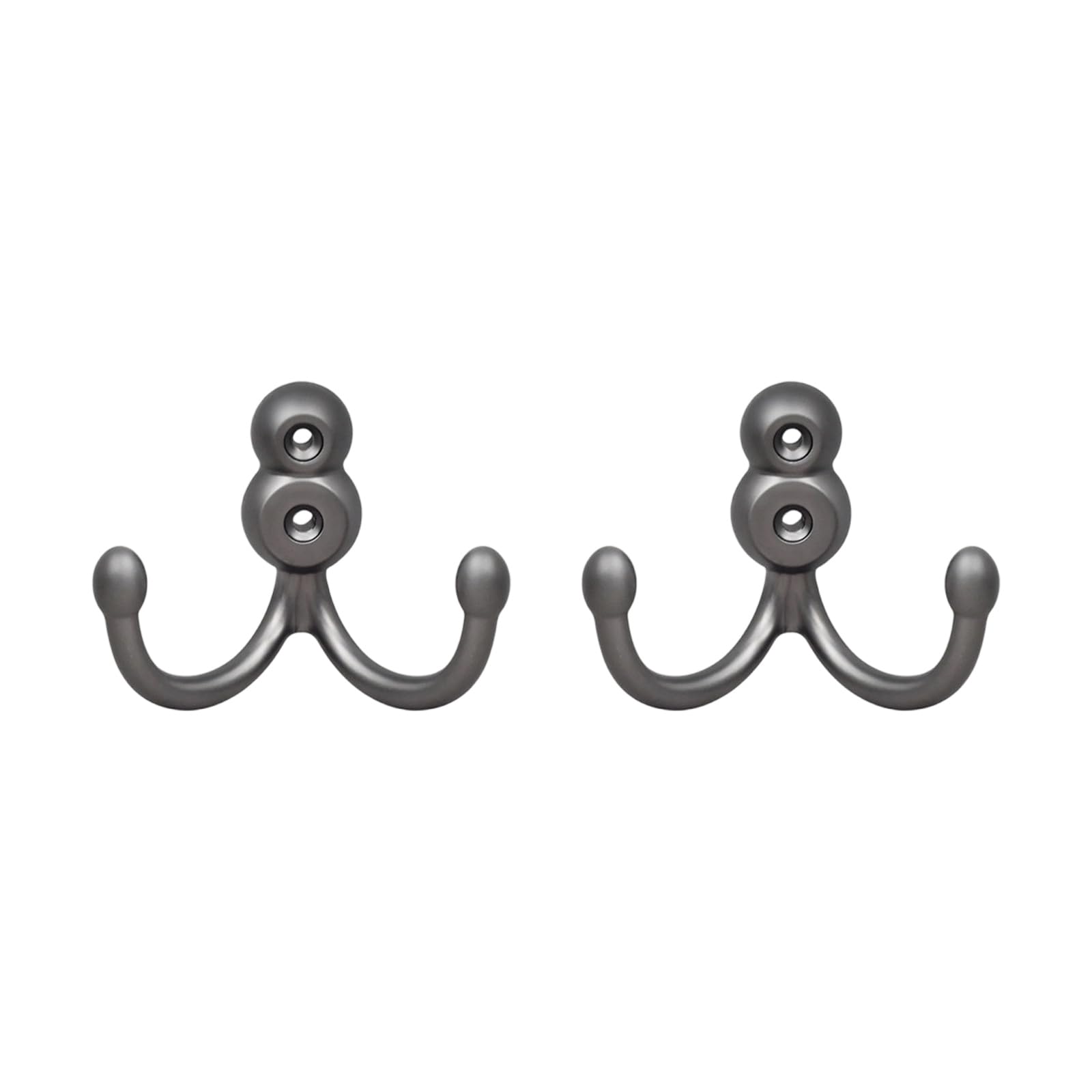 Kaeltsyn Gray Trumpet Of 2 Sturdy Double Hooks For Wardrobe And Closet Zincs Alloy Clothes And Hats Hanger Storage Solution Hanging Hooks