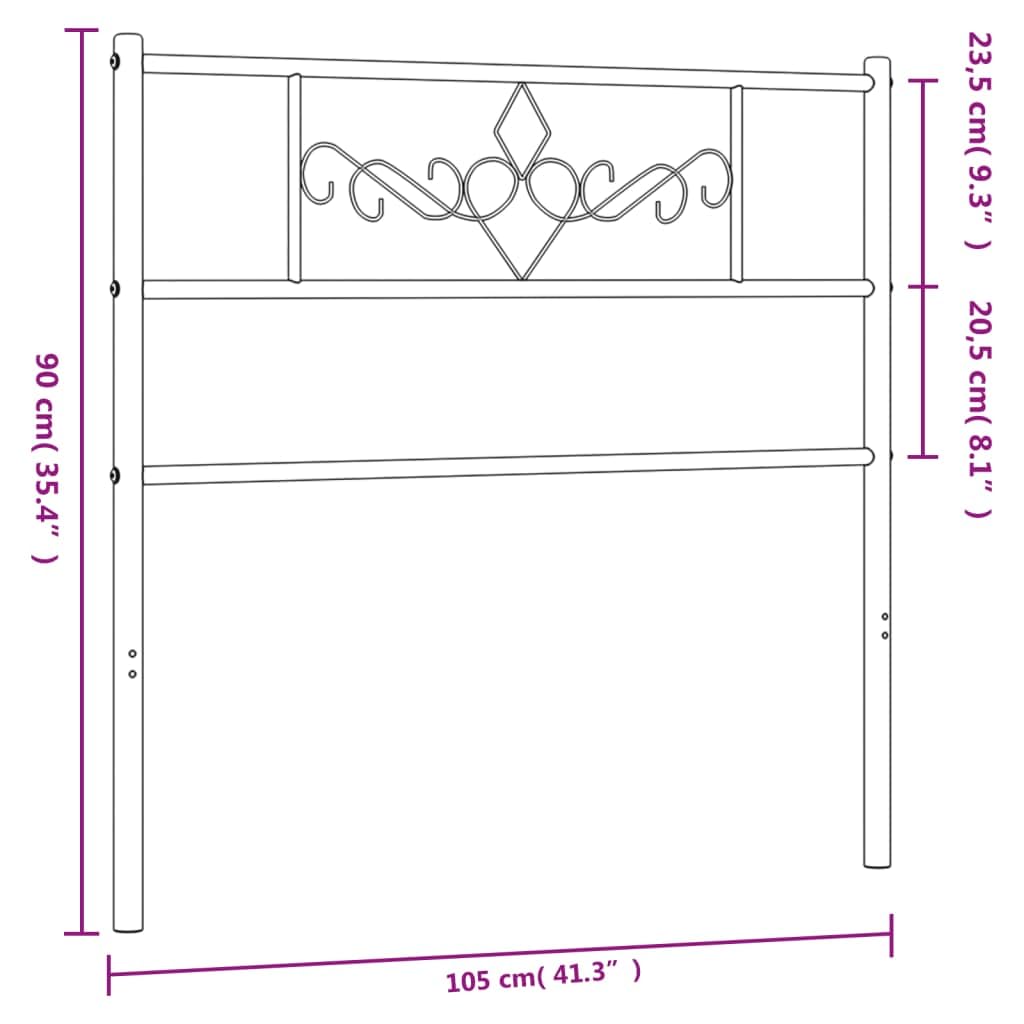 Cabecero de metal negro 100 cm, cabecera de cama de acero resistente para dormitorio, con recubrimiento de polvo, cultivo de cama duradero, compatible con tamaño queen, alta estabilidad
