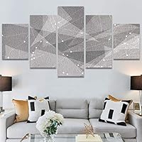 SIGNWIN 5 Panel Canvas Wall Art Modern Art Contemporary Dramatic Geometric Mixed Media Multicolor Patterns for Home Decorations Ready to Hang - 60
