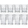 Kingrol Romantic Drinking Glasses, Set of 8 - 4 Highball Glasses (12 oz) and 4 Rocks Glasses (9 oz), Premium Glass Tumblers Glassware Set for Water, Beverages, Beer, Cocktails