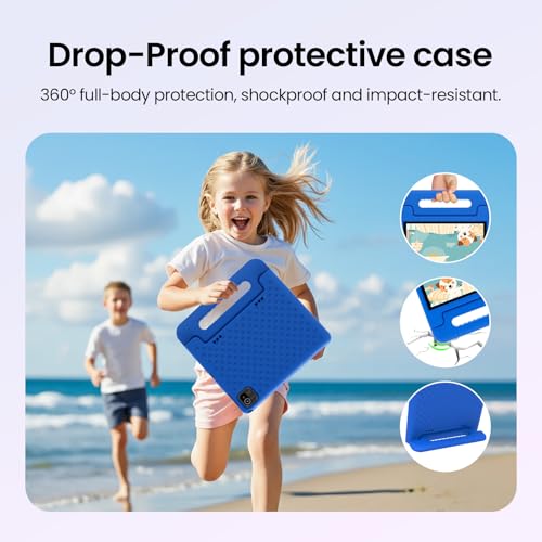Image of ApoloSignage 2026 Android 16 Kids Tablet, 10 Inch HD Display, 8GB RAM, 64GB ROM (Expandable to 1TB), with Kids Space, Parental Controls, Long-Lasting Battery (Blue)