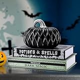 Teenyyou 2 Pcs Halloween Book Tabletop Decoration with Resin Pumpkin Ornament Halloween Dark Spell Book Decoration Potions Spells Bookshelf Tabletop Stacked Books Decor for Home Bookshelves Mantel