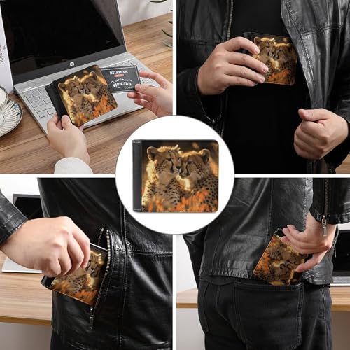 Cheetah Love Men Wallet Slim Thin Credit Card Women Money Clip Leather Bifold Front Pocket Wallets3
