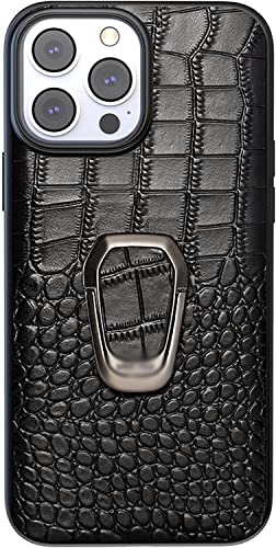 Étui pour iPhone 14 Pro avec anneau antichoc texture croco