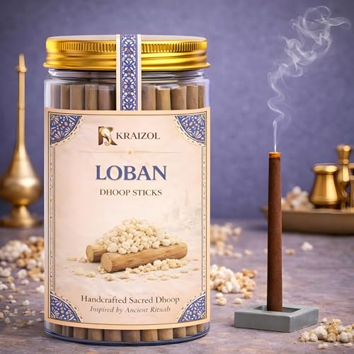 Image of Loban Dhoop Sticks 200g | Handcrafted Frankincense | Bambooless Charcoal-Free | Low Smoke 40+ Min Burn | Free Mitti Stand | for Pooja, Meditation, Yoga & Home Fragrance