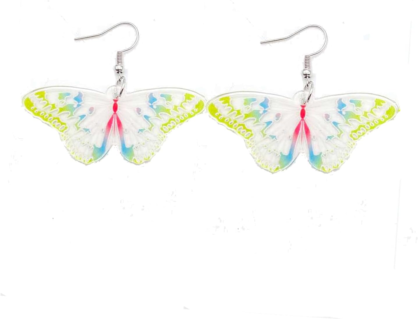 NORLSOAcrylic Butterfly Earrings for Women Girls Colorful Butterfly Dangle Earrings Colorful Butterfly Wing Earrings Spring Summer Insect Earrings for Women Girls