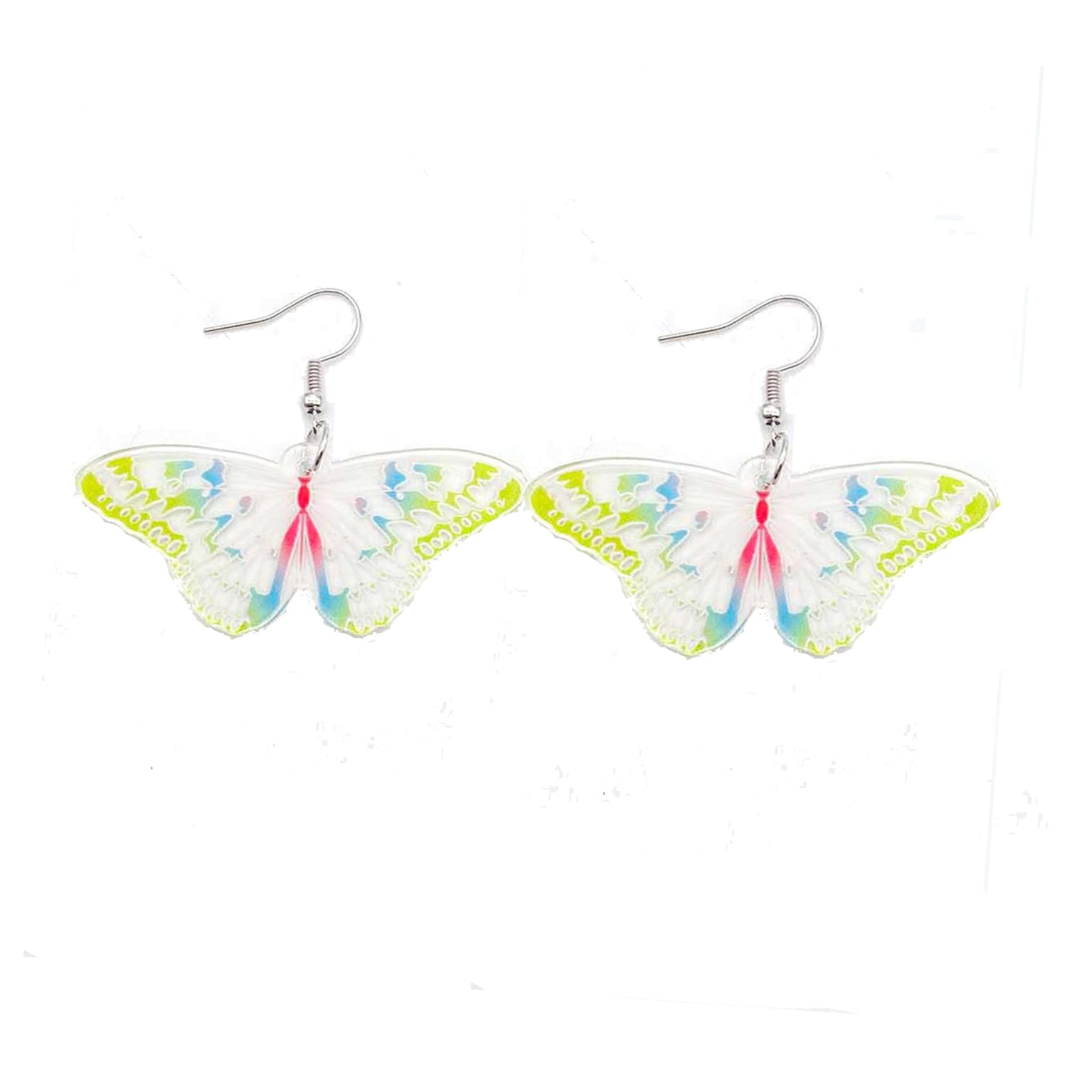 NORLSOAcrylic Butterfly Earrings for Women Girls Colorful Butterfly Dangle Earrings Colorful Butterfly Wing Earrings Spring Summer Insect Earrings for Women Girls
