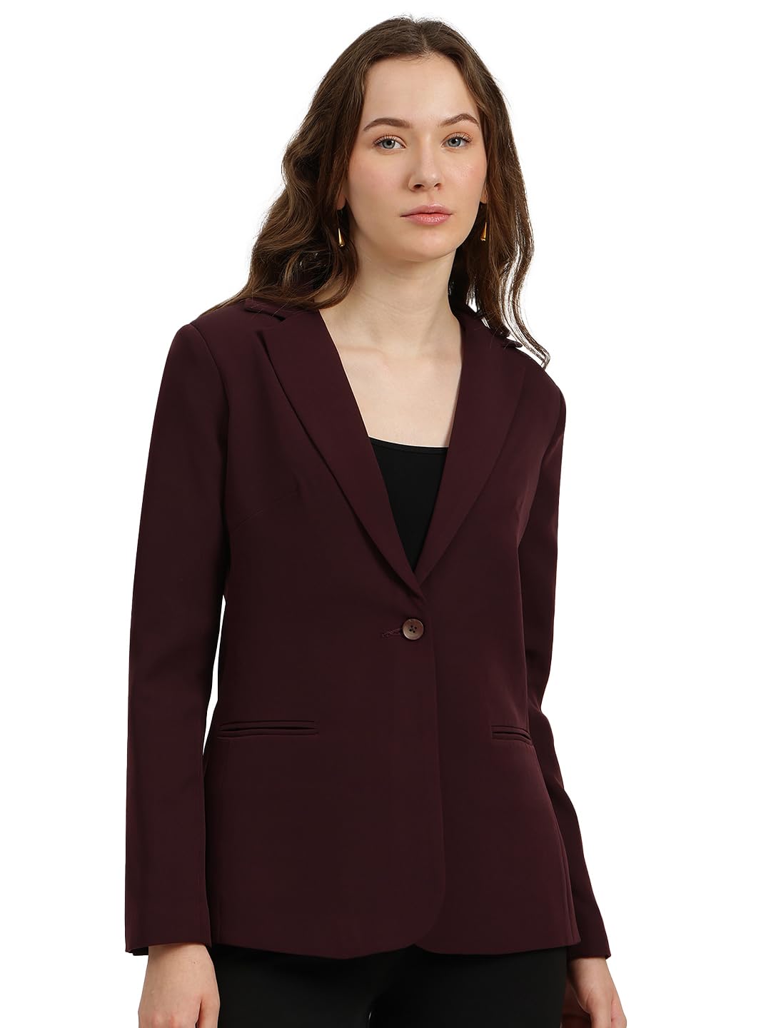 fablestreet Single Breasted Blazer - Wine-picture-8
