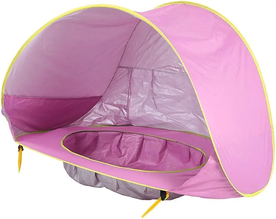 EasyGo - Tenda Infantil com Piscina e Proteção UV (Rosa) para Bebês e Crianças na Praia
