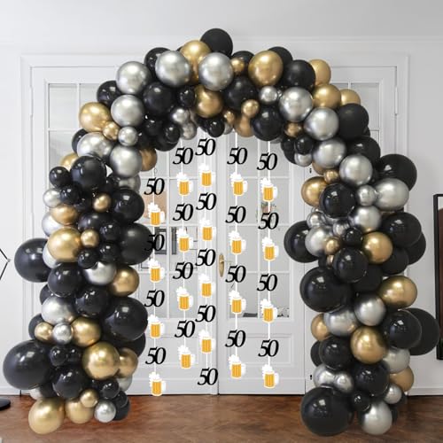 Image of Beer Birthday Banner for Beer Party and Birthday Wedding Party Supplies (Black+White)