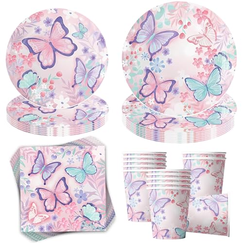50 Stück Schmetterling Partygeschirr,Schmetterlinge Deko Geburtstag...