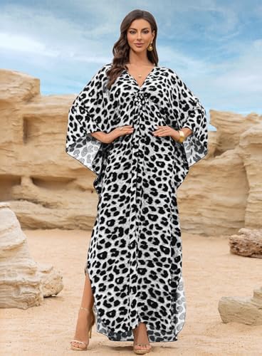 Image of KEYLORTING Plus Size Kaftan Dress Women, African Moo Moo Print Caftan, Batwing Dress, Beach Cover Up for Party and Loungewear