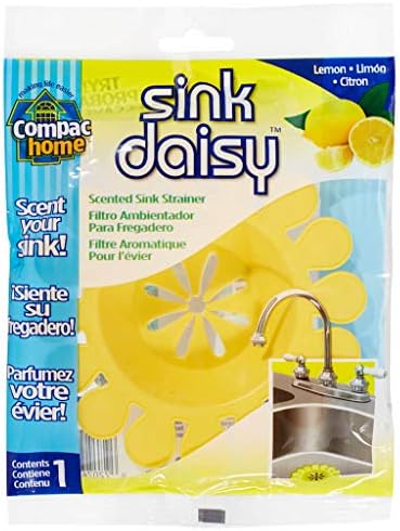 Compac Sink Daisy Scented Kitchen Sink Strainer Infuses & Freshens Your Sink, Must Have Kitchen Sink Accessories, Sink Drain Strainer - Catcher, Yellow, Lemon Scent, 12 Count, (Pack of 12)