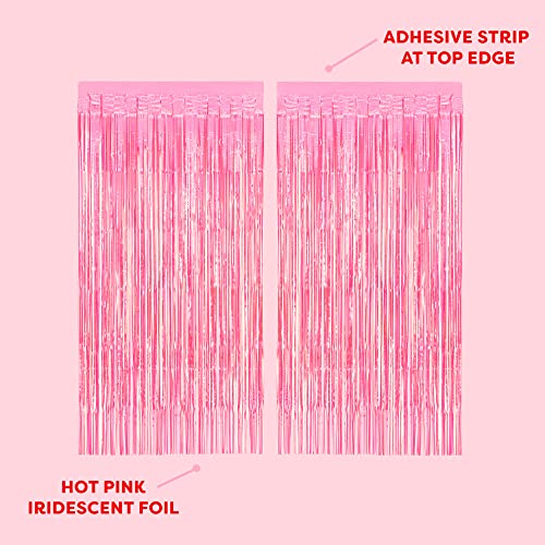 Image of xo, Fetti 2pk Hot Pink Fringe Foil Curtains | Bachelorette, Bridal Shower, Backdrop, Wedding, Birthday, Photo Booth, Party Decorations