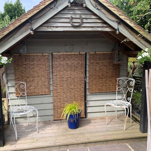 天然葦のすだれ 屋外竹カーテン 日よけ防止 目隠し巻き上げ 簾 幅 50 60 75 80 100 105 120 140 145 160cm 断熱葦のカーテン シェード 簾すだれ 喫茶店 茶室 寝室 装飾用 竹ロールアップ(幅135cm x 高さ150c