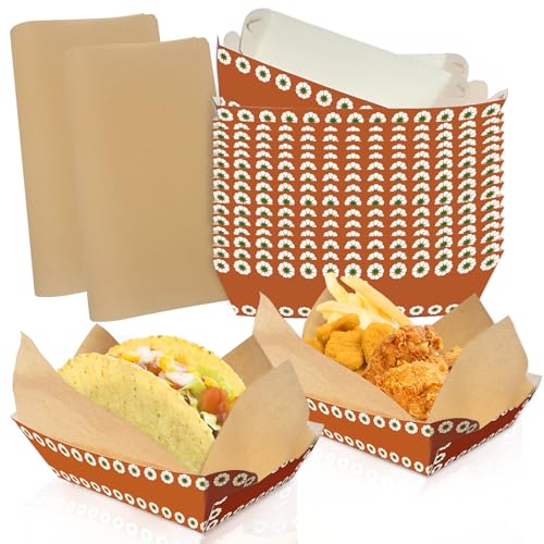 oyhqes 50 Pcs Cielito Lindo Party Plates Mexican Snack Trays Platos De Barro Mexicanos Nacho Popcorn Food Container Terracotta Flower Clay Pottery Disposable Trays for Mexican Theme Birthday Wedding