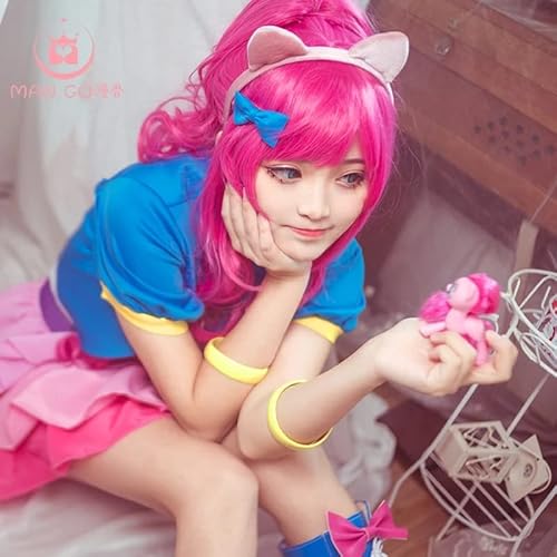 Ecmrad My Girls Women Little Pony Pinkie Pie Human Cosplay Costume Pink Halloween Carnival Costumes (Female, S) #TOP1