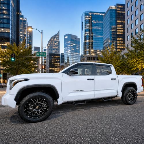 Image of 2022-2026 Tape-On Rain Guards for Toyota Tundra CrewMax Side Window Visor Deflectors SR SR5 Limited Platinum TRD Pro Capstone i-Force MAX Tinted Protectors 2023 2024 2025