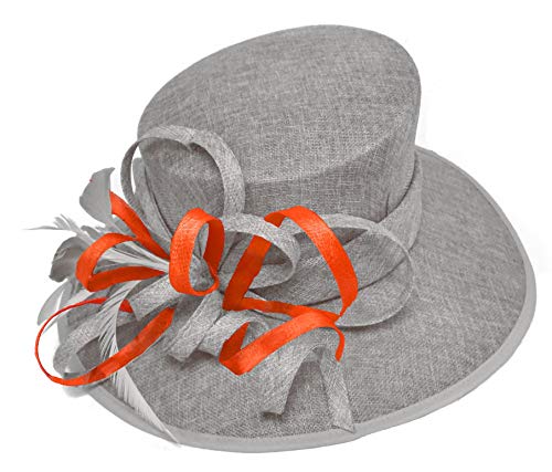 Chapeau de mariage gris argenté Caprilite à large bord pour invitée chic