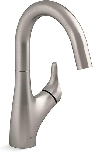Kohler 30472-VS Rival - Grifo de fregadero de barra con mango único, acero inoxidable vibrante