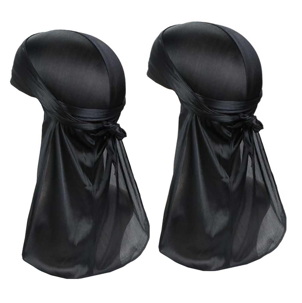 Silky Satin Durag for Men Women Silk Durags Satin Du Rags Long Tail Do Rag Cap Designer Doo Rags Cap Long Straps Headwrap