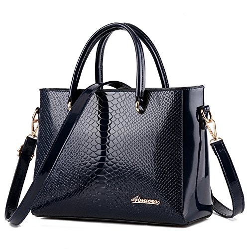 Sac porte-documents femme chic grand sac à bandoulière Messenger-B effet crocodile