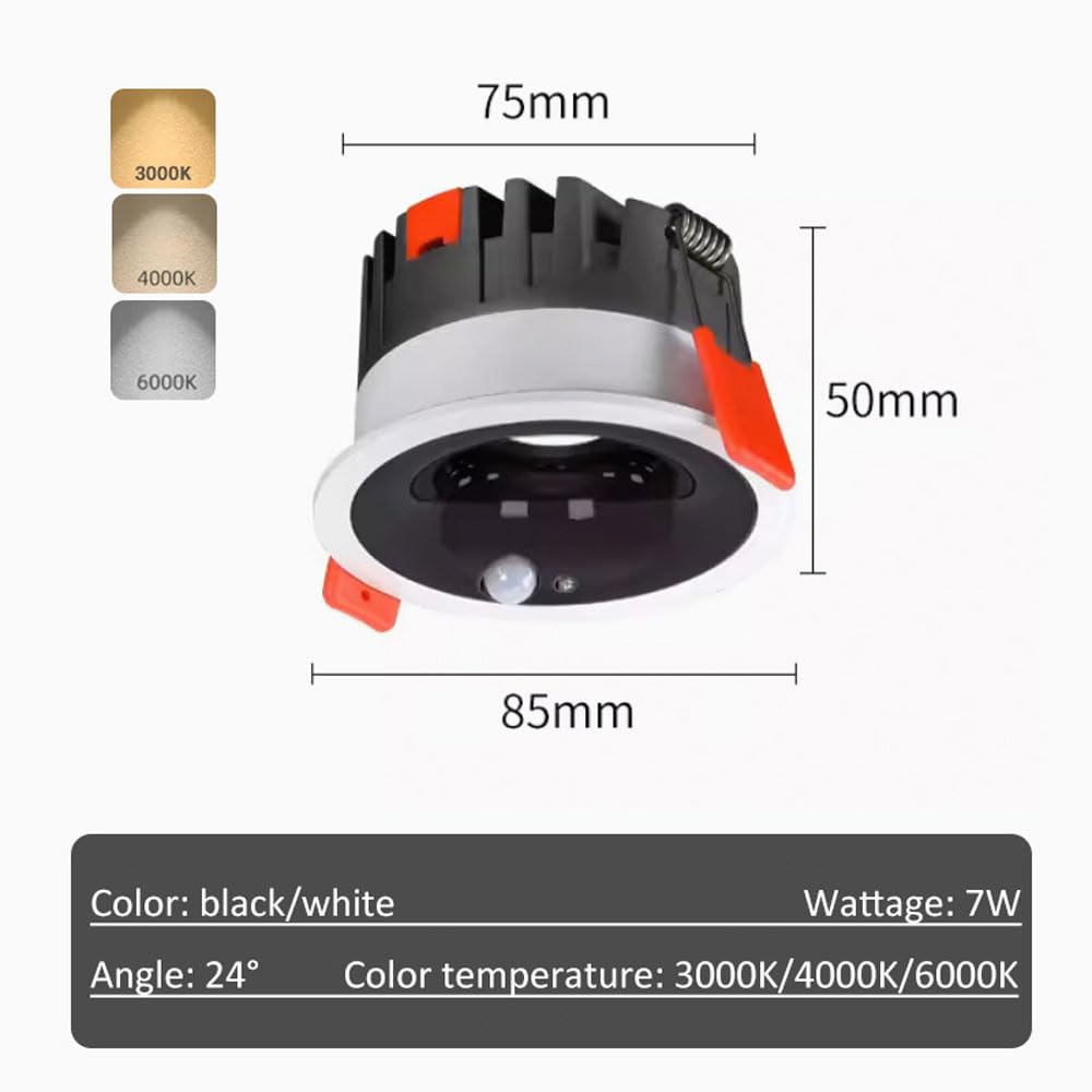 Sensore di Movimento a infrarossi a LED, faretto da Incasso da 7 W, Confezione da 15 LED con sensore di Movimento a infrarossi Controllato da Luce, per Interni, corridoi, soggiorni