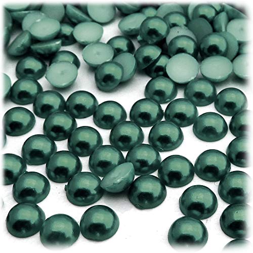 144pc Pearl Finish Half Dome Beads, Round, 7mm, Forest Green