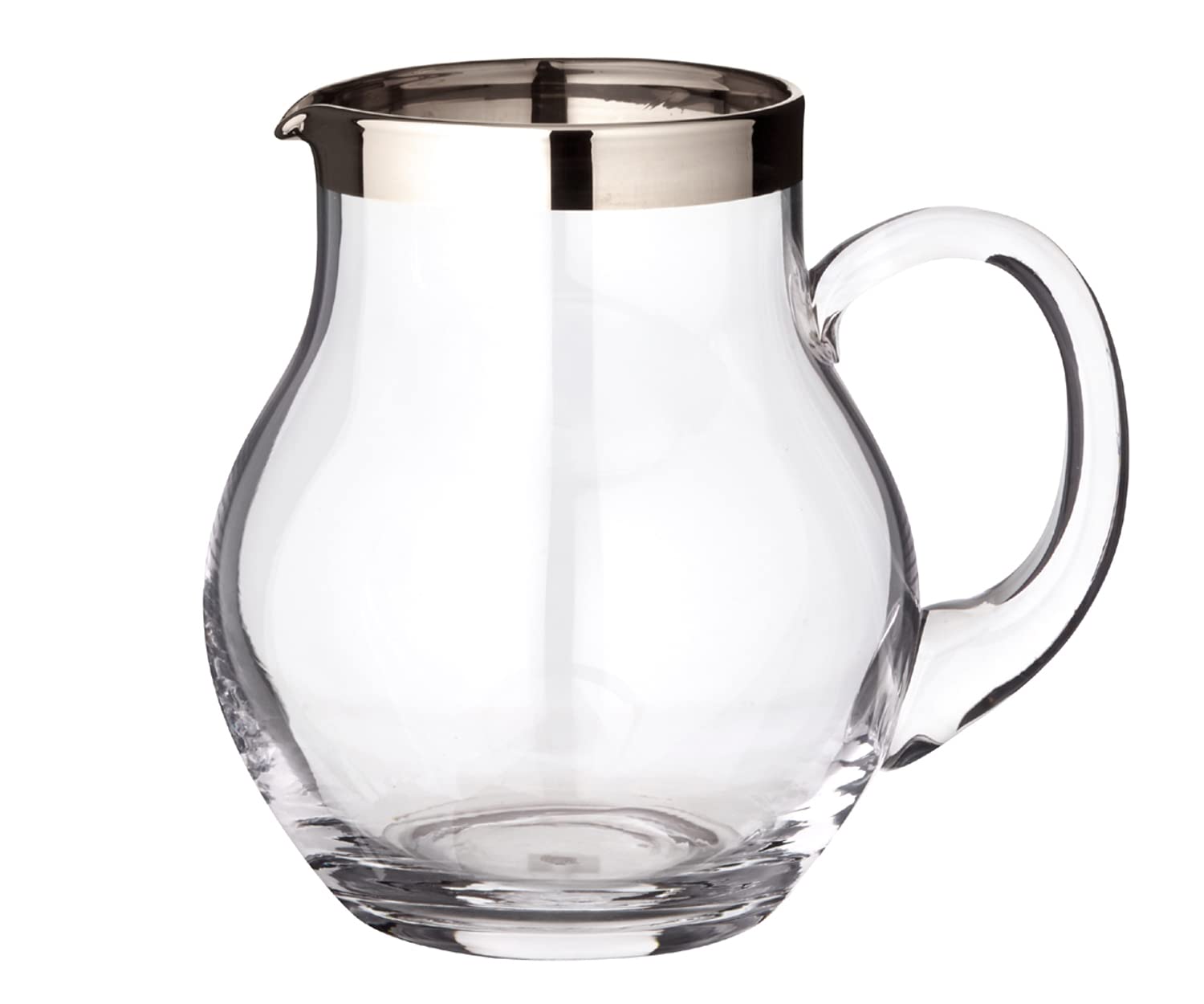EDZARD Jarra Olivia, vidrio soplado con borde de platino, altura 16 cm, capacidad 1 litro, cántaro, jug, taza, pitcher, jarron, para agua, zumo, té helado