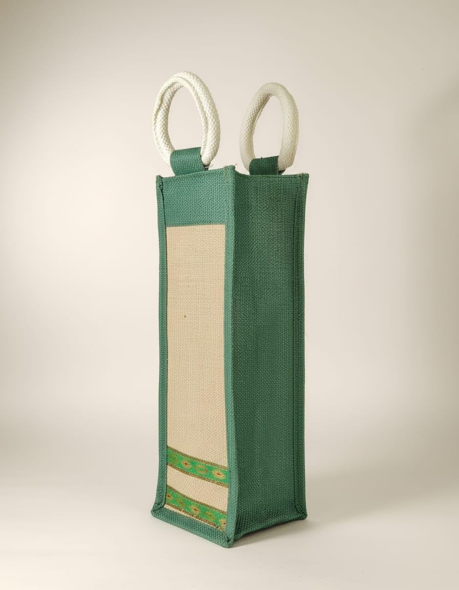 Jute Wine Bottle Carrier Bag - Stylish & Reusable -3 Jute Wine Bottle Carrier Bag - Stylish & Reusable -3