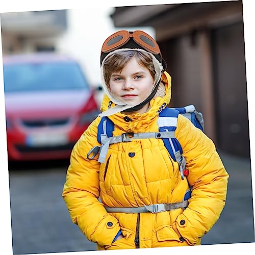 Kids Warm Cartoon Pilot Hat Fleece Lined Stylish Winter Cap for Boys and Girls for Outdoor Activities Black3