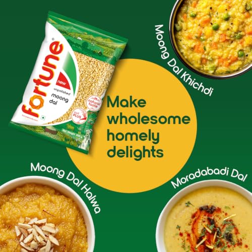 Image of FORTUNE Moong Dal, 500 Gm, Unpolished And Sortex Cleaned