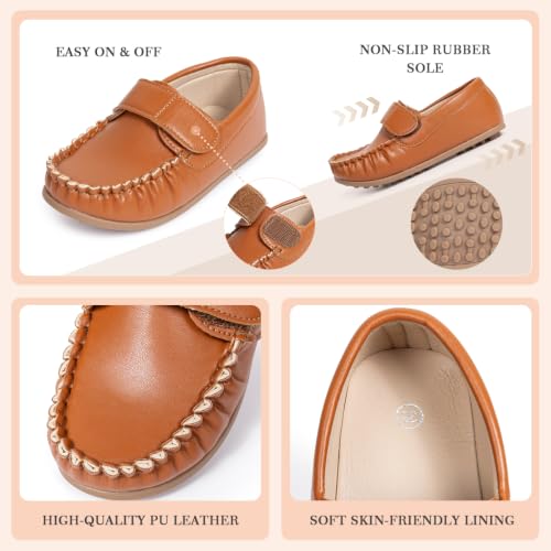 Image of Miamooi Toddler Boys Girls Wedding Dress Shoes Little Kid Slip On Loafers School Uniform Moccasins Walking Shoe