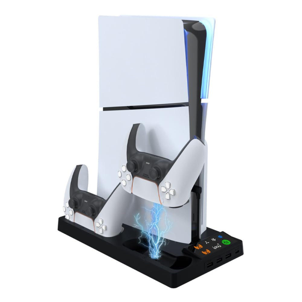Supporto verticale di raffreddamento per console PS5 Pro, base di raffreddamento per controller PS5, base sottile per console di gioco, staffa di ricarica con gancio per cuffie, accessori (nero)
