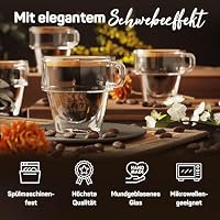 ElbFuchs® Espressotassen Set [4x 150ml] STAPELBARES PLATZWUNDER | Espresso Gläser doppelwandig mit Henkel | Thermogläser doppelwandig | Ideal als Espressokaffeegläser | Mokkatassen – Ansicht 6