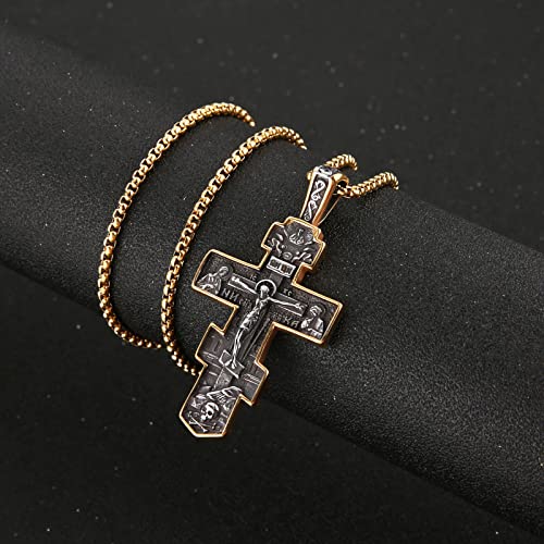 HZMAN Eastern Orthodox Cross Necklace for Men Women Retro Religious Jesus Crucifix Byzantine Cross Christian Pendant Jewelry Gift2