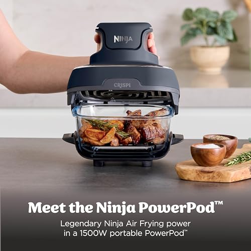 Ninja Crispi 4-in-1 Portable Glass Air Fryer Cooking System, 1500W, 4QT & 6-Cup TempWare Glass Containers with Storage Lids, Microwave, Freezer & Dishwasher Safe, Cyberspace Gray, FN101GY #2