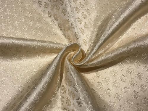 Tissu brocart de soie ivoire crème bro1062 pour coudre vos précieux souvenirs