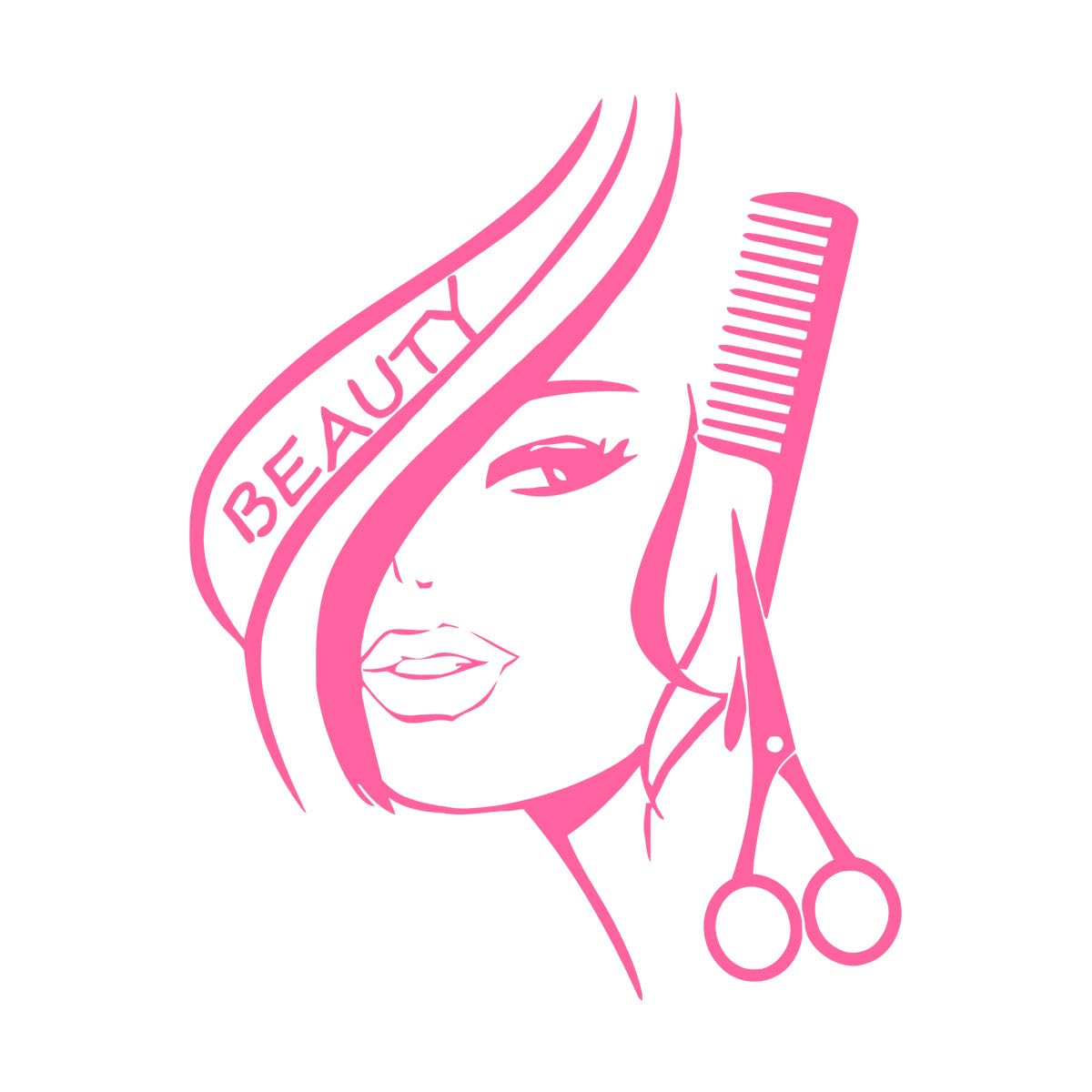 Hair Beauty Salon Wall Art Stickers Barbershop Sexy Girl Decor Hairdressing Vinyl Wall Decals Fashion Wallpaper Bedroom Large - 58x75cm