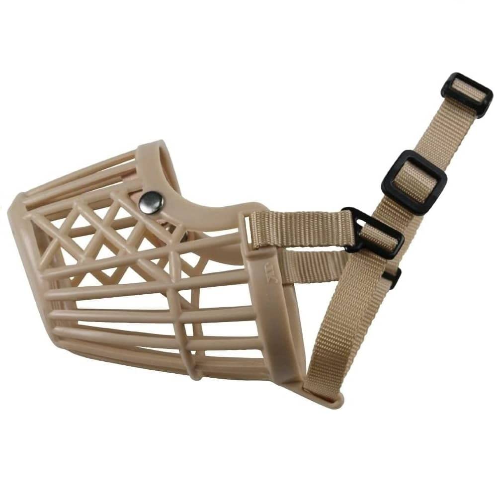 CABLEPELADO Bozal para Perro | Bozal de Canasta para Perros | Evitar Morder | Bozal De Canasta | Ajustable | Ajustable | Medida Circunferencia del hocico: 7 cm | Beige | Talla XL
